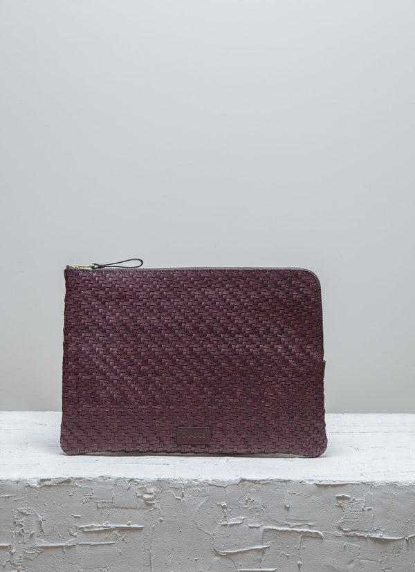 Batu L burgundy leather pouch