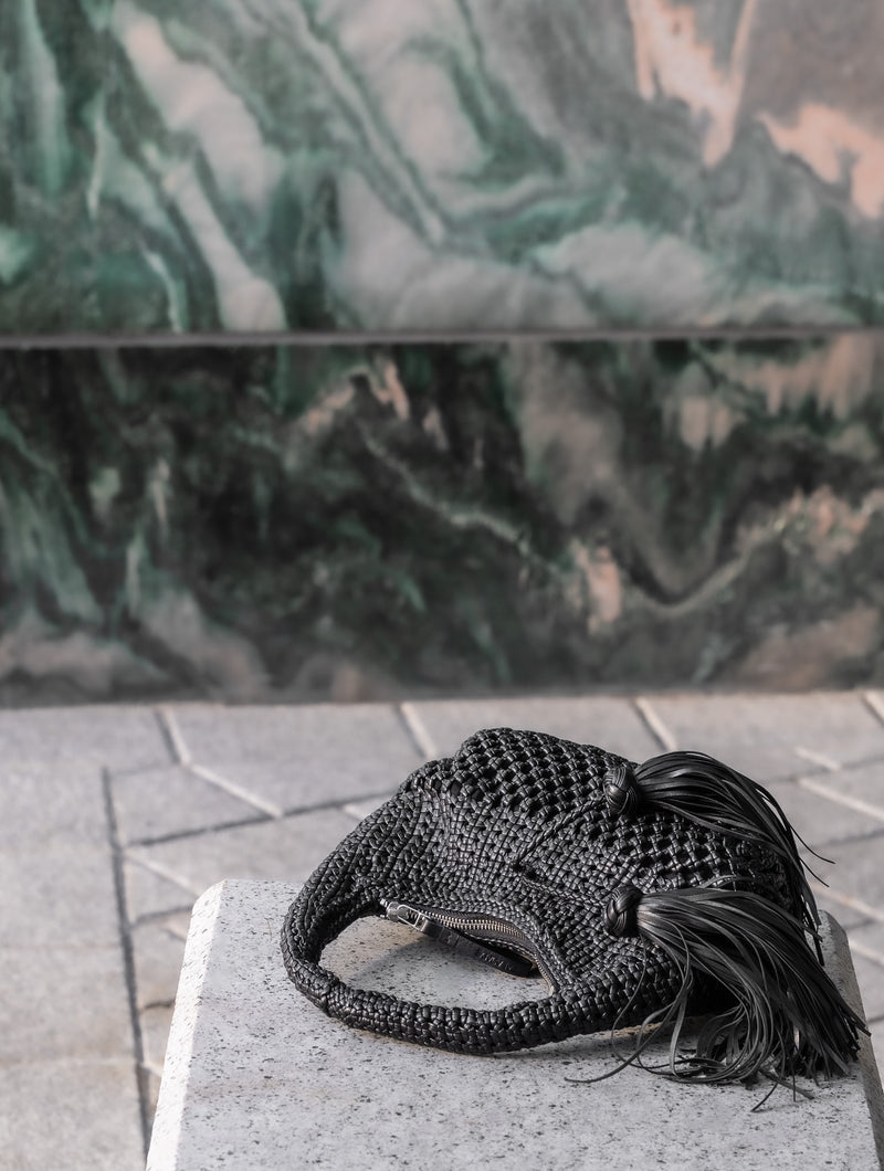 KEDI Mini Bag hand-braided black baguette bag