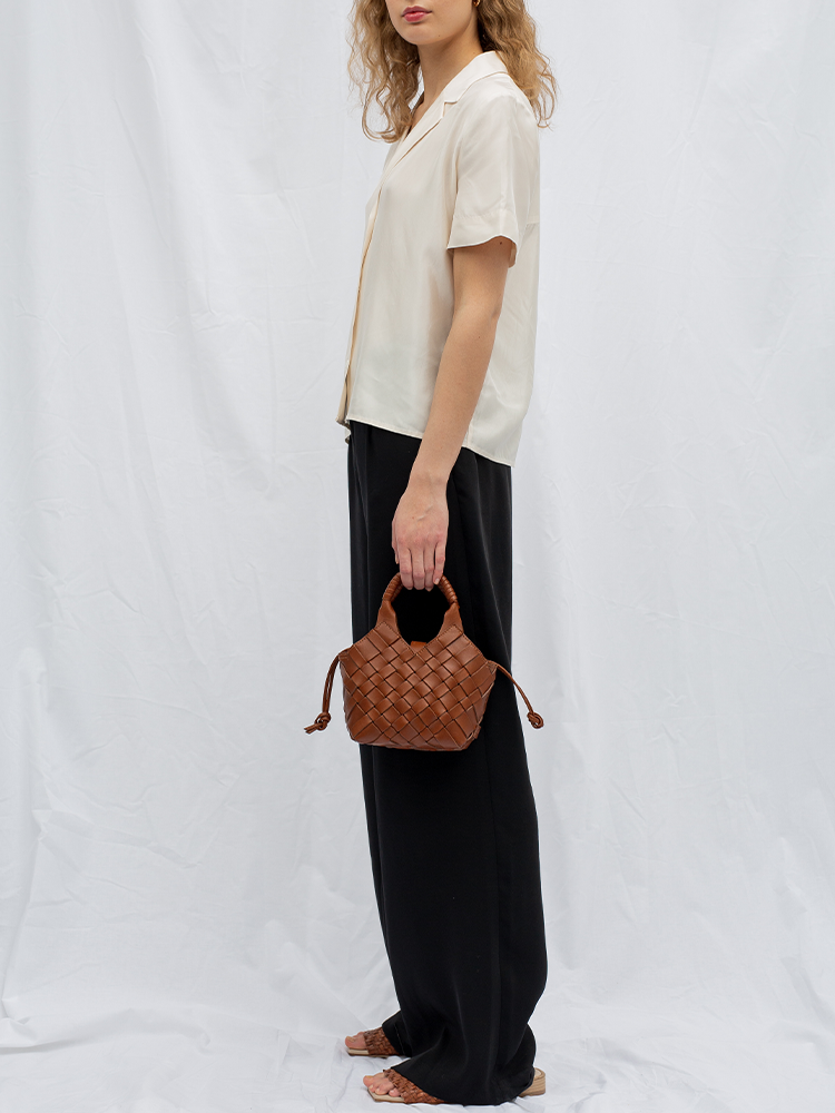 Cala Jade brown bag on model