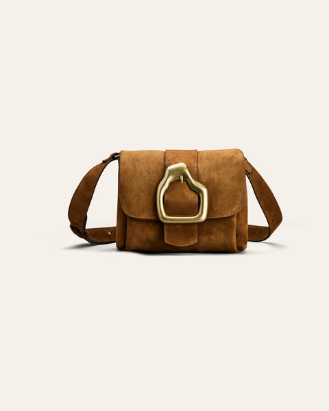 NAMI MINI Crossbody bag Camel Suede Gold - Cala Jade