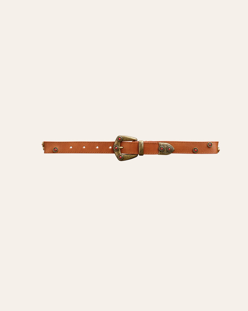 Cala Jade Nutmeg gold/red stud belt