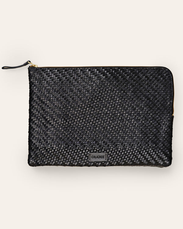 Cala Jade black leather pouch