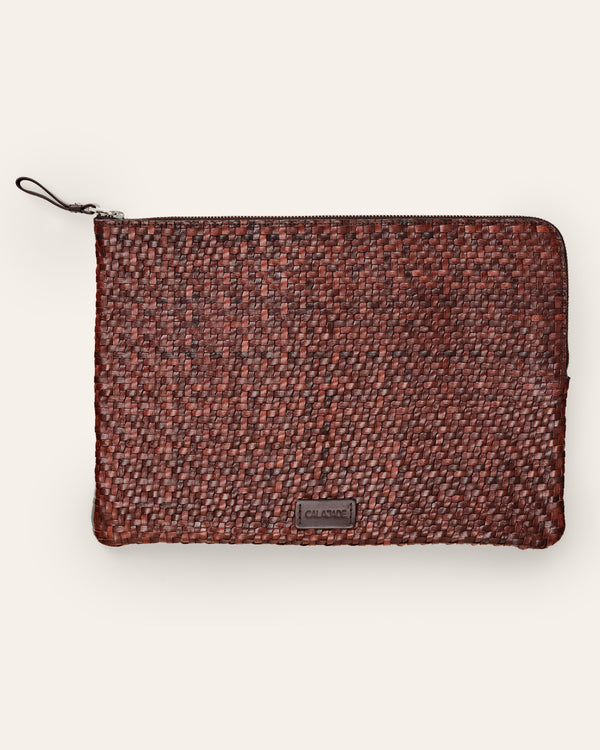 Cala Jade brown umber leather pouch