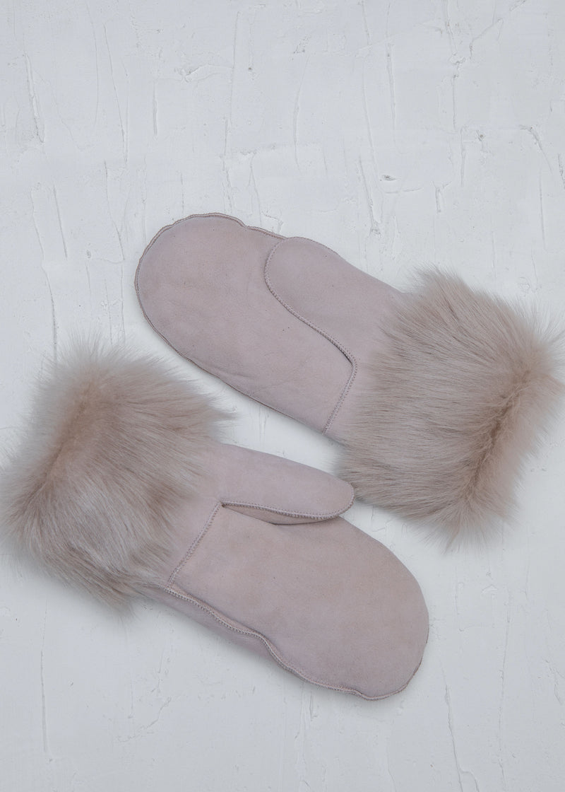 Cala Jade beige leather mittens