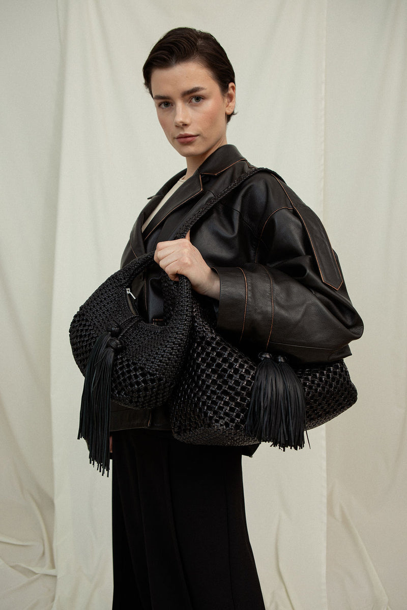 KEDI Mini Bag hand-braided baguette bag on model