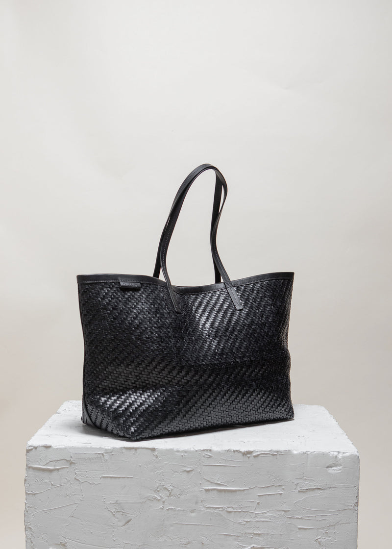 Cala Jade medium black leather shopper bag