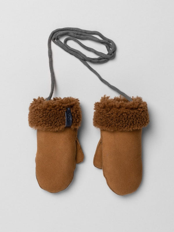 Cala Jade brown leather childrens mittens