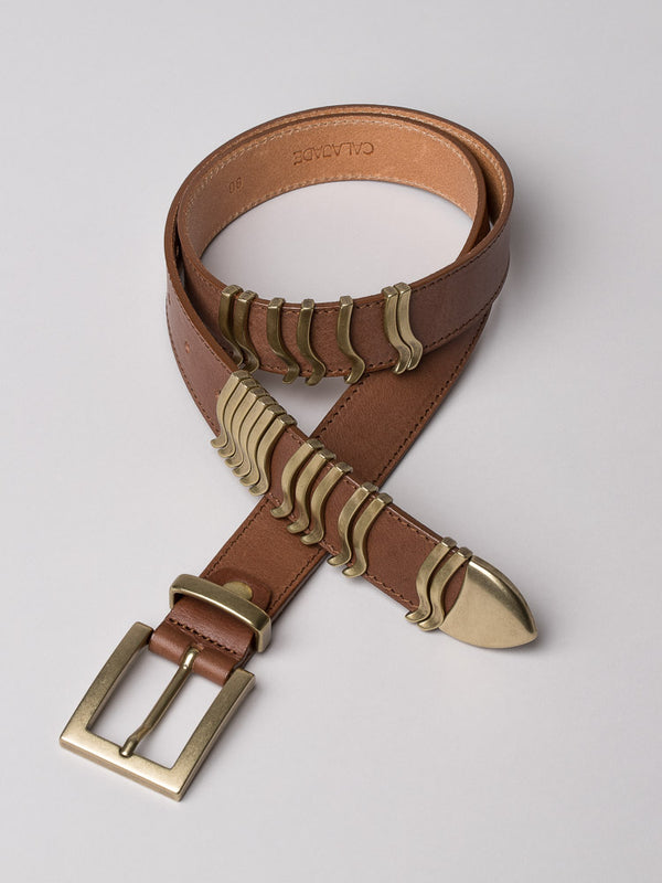 Cala Jade brown nutmeg rattle leather belt