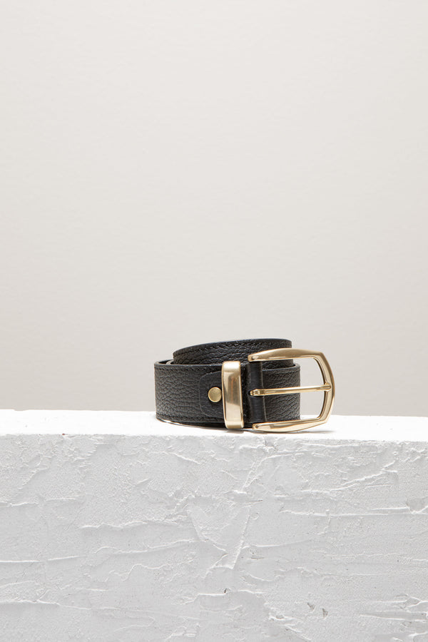 Cala Jade Nebel black leather belt with gold buckle